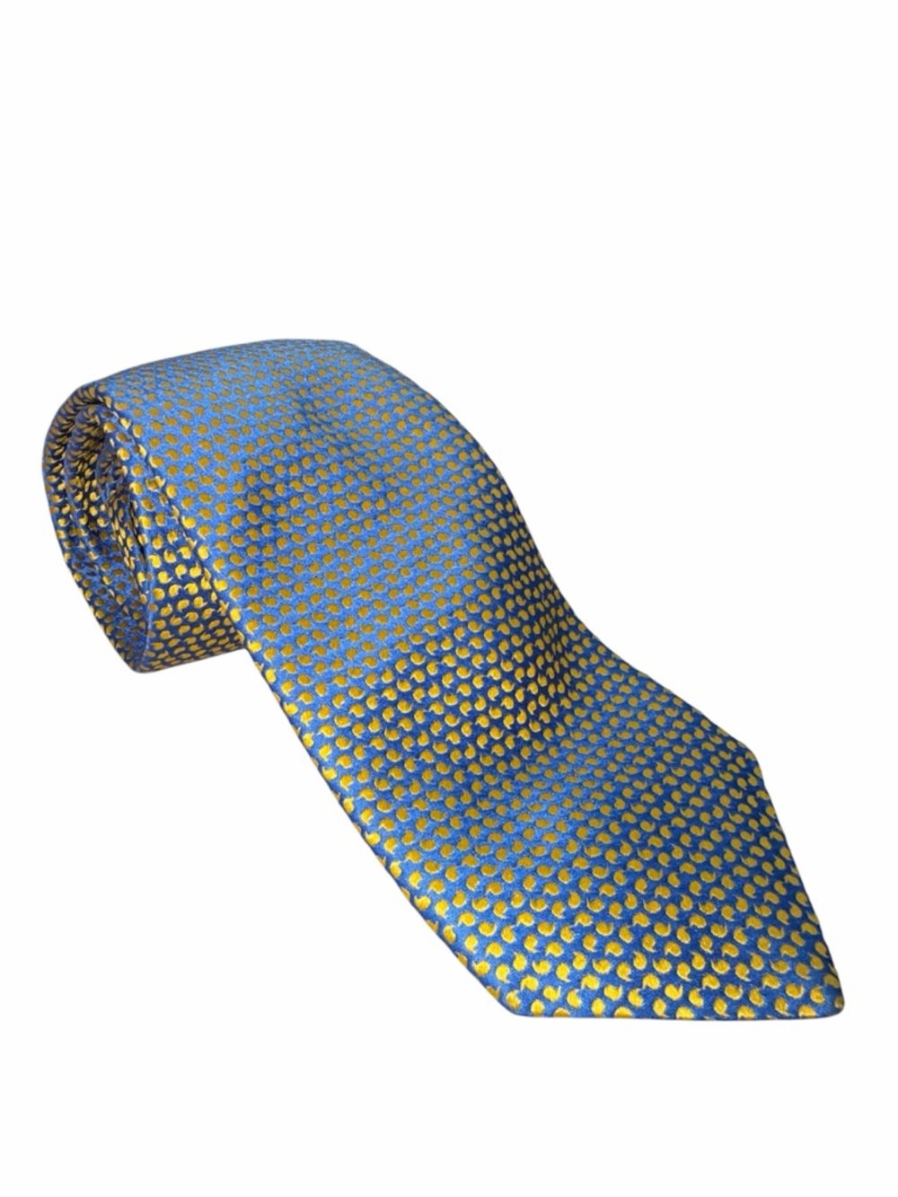 Charles Tyrwhitt Made in England Blue and Yellow Patterned Tie, 100% Silk